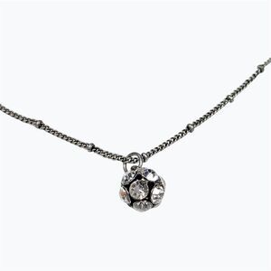 VCLM Rhinestone Ball Pendant Necklace Gunmetal Chain Disco Bling Fashion Jewelry